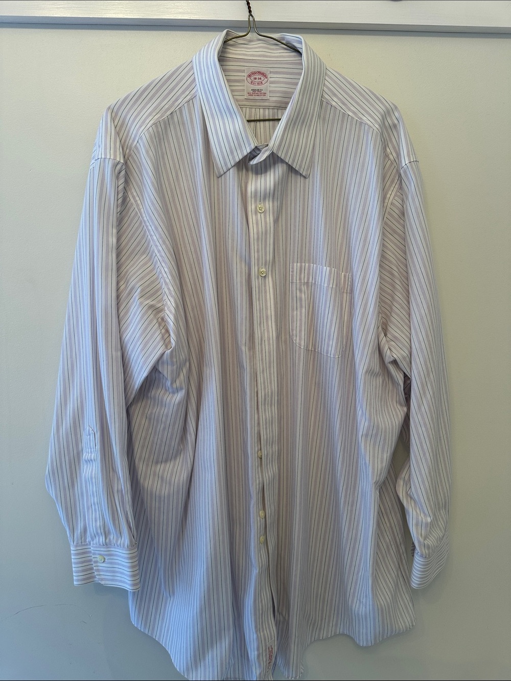 Brooks Brothers Blue and White Multi-Striped Dress Shirt